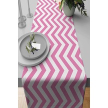 Pembe Zigzag Desenli Premium Masa Örtüsü Runner Rnr303n11