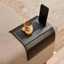 Mobitell Deri Detaylı Telefon Tutuculu Koltuk Sehpası - Siyah Siyah