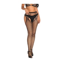 Fastieshop Taşlı Seksi Çorap Siyah