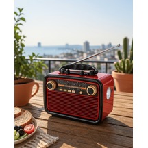 Müzik Kutusu Bluetooth Bağlantılı El Fenerli Nostaljik Tasarım Radyo 35932494