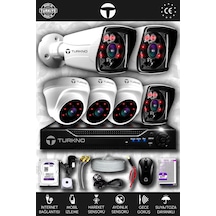 Turkno 6 Kameralı Karia 3 İç Kamera Set 250 GB HDD Full HD Gece Görüşlü Güvenlik Kamerası Sistemi