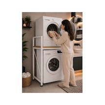 Lifos Çam/beyaz Raflı Çamaşır Makinesi Dolabı Kurutma Makinesi Dolabı Metal Banyo Dolabı