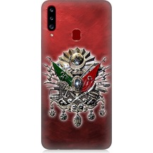Samsung Galaxy A20s Uyumlu Osmanlı Armalı Kırmızı Arka Desenli Silikon Kılıf Çok Renkli