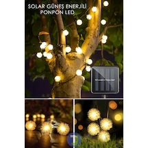 Technojet Solar Güneş Enerjili 50 Led'li 7m Ponpon Led Işık Dekorasyon Bahçe Aydınlatma Sarı Işık Sarı