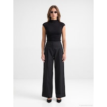 Dilvin 72822 Geniş Paça Pileli Pantolon Siyah