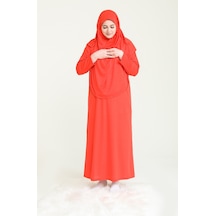 Çantalı Namaz Elbisesi Oranj 4486 Turuncu