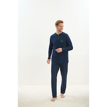 Sevim Erkek Uzun Kol Lacivert Pijama Takım C3t1n5o9 001