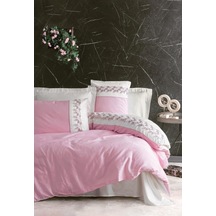 Cotton Box Brode Nakışlı Çift Kişilik Saten Nevresim Takımı Niobe Pembe Çok Renkli