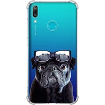 Printify Huawei Y7 2019 Uyumlu Köpek 3 Baskılı Şeffaf Köşe Korumalı Antişok Kılıf 050f