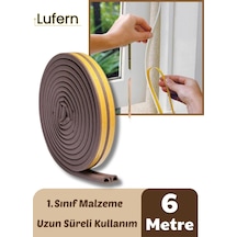 6 Metre Kahve Pvc Doğrama Kapı Pencere Soğuk Geçirmez Sızdırmaz İzolasyon Fitil Yapışkanlı 3x2 6 Mt 6 M