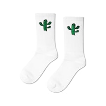 Carnaval Socks Yeşil Kaktüs Desenli Renkli Spor Çorap Çok Renkli