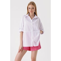 Bigdart 3975 Yırtmaçlı Poplin Gömlek - Beyaz 001