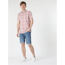 Colin's Regular Fit Shirt Neck Kareli Turuncu Erkek Kısa Kol Gömlek CL1057560_Q1.V1_PSL Somon