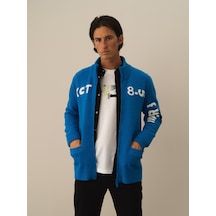 Xint Mavi Doğal Yün Dokulu Regular Fit Hırka 801750