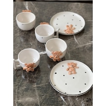 Meggdecor Teddy Bear 6 Parça 2 Kişilik Kahvaltı Seti Beyaz