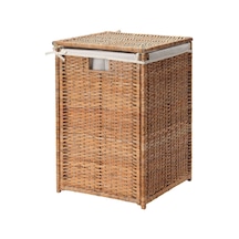 Ikea Branas Kapaklı Rattan Çamaşır Sepeti 41 X 41 X 60 Cm Koyu Gri