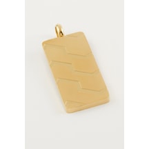 Dikdörtgen - 921 - İsim Yazılabilir Çelik Kolye Ucu 2,5x3,5 - Csmo-tex - Cm Sarı