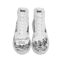 Kadın Vegan Deri Beyaz High Sneakers - Trust Me Buddy Tasarım Çok Renkli