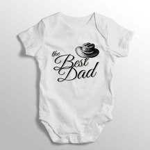 İmaj Tuğbababy The Best Dad Yazılı Baskılı Bebek Zıbını Beyaz