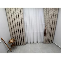 Nivemeshome Yeni Sezon Gümüş Simli 3 Bantlı 1/2,5 Pileli Tül Perde Apm Ekru