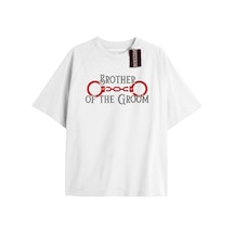 Tarzsokak Brother Of The Groom Unisex Oversize Yazılı Tshirt Beyaz