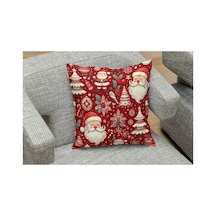 Owl Bag Yılbaşıyeni Yıl Serisi Noel Baba Kırmızı Kolaj Desenli Tasarım Kare B0ş Yastık Kılıfı Çok Renkli