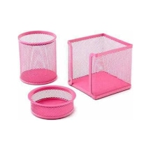 3 Lü Metal Kalemlik Seti Perfore Pembe N11.12099