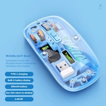Şeffaf Mouse Kablosuz Mouse Fare Şarjlı Bluetooth Wireless Çift Modlu Sessiz 5 Tuşlu Dpı Kontrol Rb