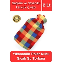 Büyük Boy El Ayak Isıtıcı Kauçuk Polar Kılıflı Sıcak Su Torbası Renkli 2 L