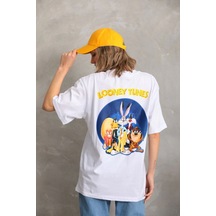 Baskılı Oversize T-shirt - Beyaz -