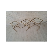 Şeffaf Camlı, Metal Zigon Sehpa Çok Renkli - 922789506 Çok Renkli