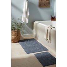 Home Kabartmalı Pamuklu 2 Li Banyo & Klozet Paspas Takımı Lacivert