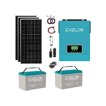 Güneş Enerjisi Bağ Evi Solar Paketi 3KVA İnverter 350W Güneş Paneli 100AH Jel Akü