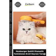 Petshop Kedi Köpek Tüy Toplama Masaj Hamburger Şekilli Otomatik Temizlenen Evcil Hayvan Tarağı