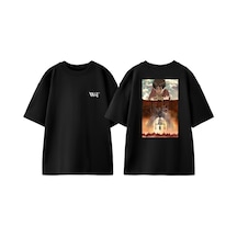 Thewert Attack On Titan Giant Tasarım Sırt Baskılı Pamuk Siyah Oversize T-shirt