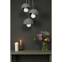 Beton Görünümlü , Trio , Gri , Modern 3'lü Sarkıt Avize E27 Ampuller Hediyedir. Gri