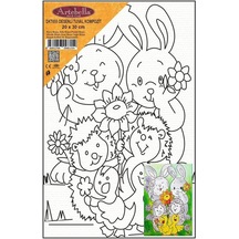 DKT055 desenli tuval kompozit boyama 20x30 cm