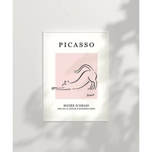 Çerçevesiz Poster Pembe Arka Planlı Picasso Çizim