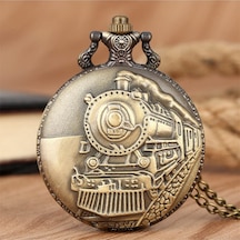 Kişiye Özel Retro Tasarımlı Quartz Tren Kabartmalı Zincirli Köste