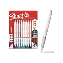Sharpıe S-jel Kalemler, Moda Varil Jel Kalemler, İnci Beyaz Gövde, Orta 0,7 Mm Nokta, Kalın Mürekkep Renkleri, 8 A Çok Renkli