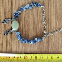 Lapis Lazuli & Aventurin Oval Taşlı El Yapımı Bileklik - 1737 Mor