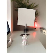 Pelerinli Kedi Not - Fotoğraf Tutuculu Obje Pembe Beyaz