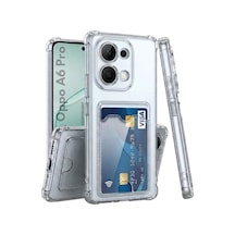 Oppo A6 Pro Uyumlu Kartlıklı Kılıf Darbe Emici Köşe Korumalı Cüzdanlı Silikon Kapak Şeffaf