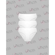 Alya Underwear Kadın Pamuklu Bato Kesim Külot - 3 Adet Beyaz - 3'lü Paket Beyaz