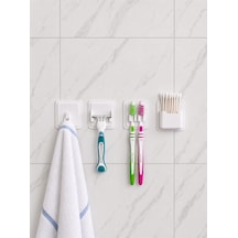 4'lü Banyo Organizer Seti - Havlu Askısı, Traş Askısı, Diş Fırçası Askısı Ve Kulak Çubuğu Askısı Beyaz