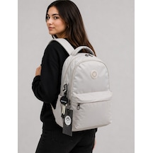 Bej Unisex Okul Çantası Su Geçirmez Kumaş Unisex Okul Sırt Çantası 2200 Bej