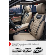 Titanyum Serisi Lüks Keten Oto Koltuk Kılıfı Renault Fluence-megan1-2-3-clio Uyumlu Bej