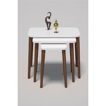 Zigon Sehpa Ahşap Torna Ayak Beyaz Kr Çok Renkli