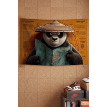 Kung Fu Panda Po Harita Ve Gezgin Temalı Dekoratif Duvar Örtüsü Duvar Halısı Beyaz