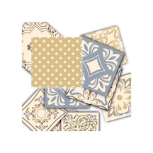 Tink Kendinden Yapışkanlı Retro Sarı Desenli Pvc Karo Kaplama 10x10 Cm 20'li Paket